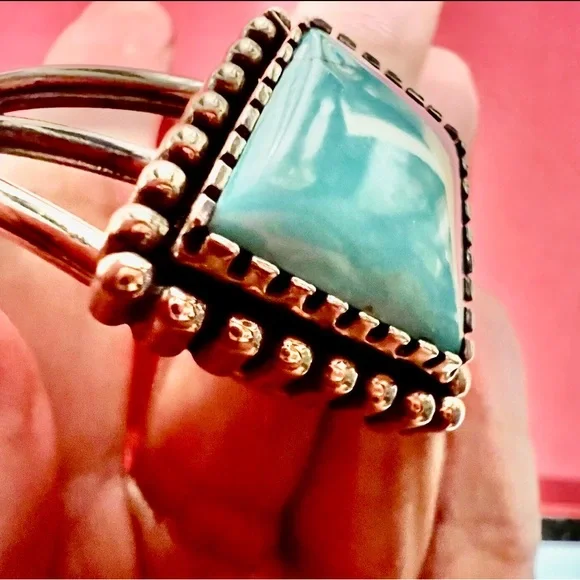 Vintage Sterling Silver turquoise Navajo cuff Bracelet by Carol Felley. - Picture 14 of 15
